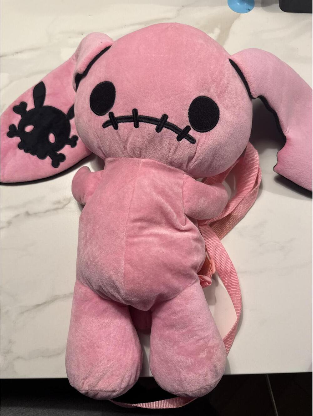 Sleepyville Critters Naughty Bunny PinkPlush Backpack GothKawaii Voodoo Rave Bag